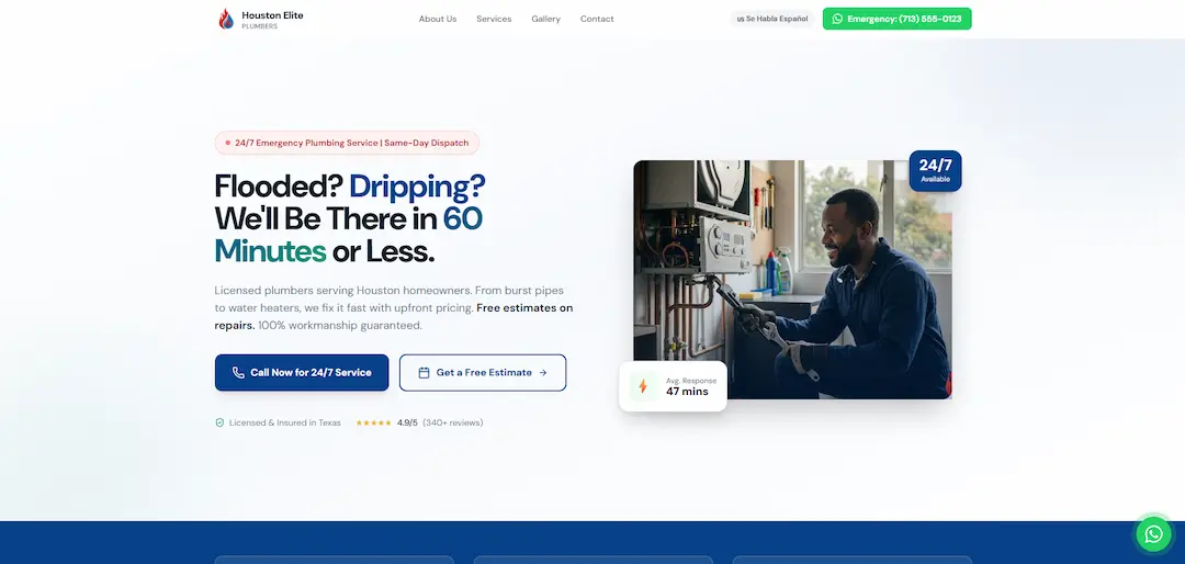 Vista previa de página web para Plomería