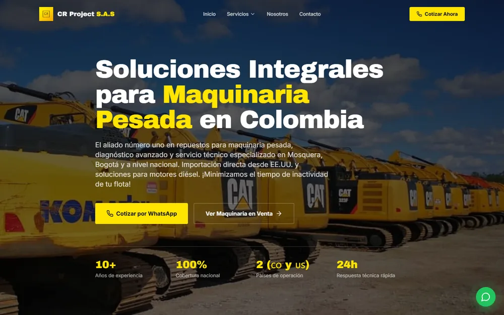 Vista previa del sitio web de CR Project S.A.S