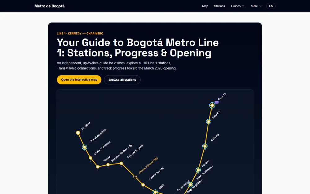 Vista previa del sitio web de Metro de Bogotá